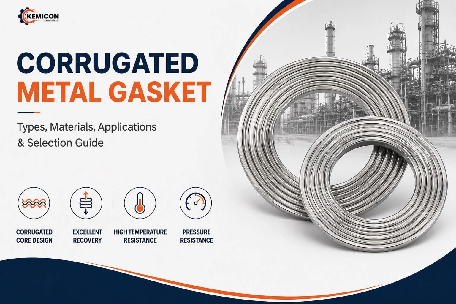 Corrugated metal gasket with flexible graphite facing for heat exchanger and boiler flange sealing