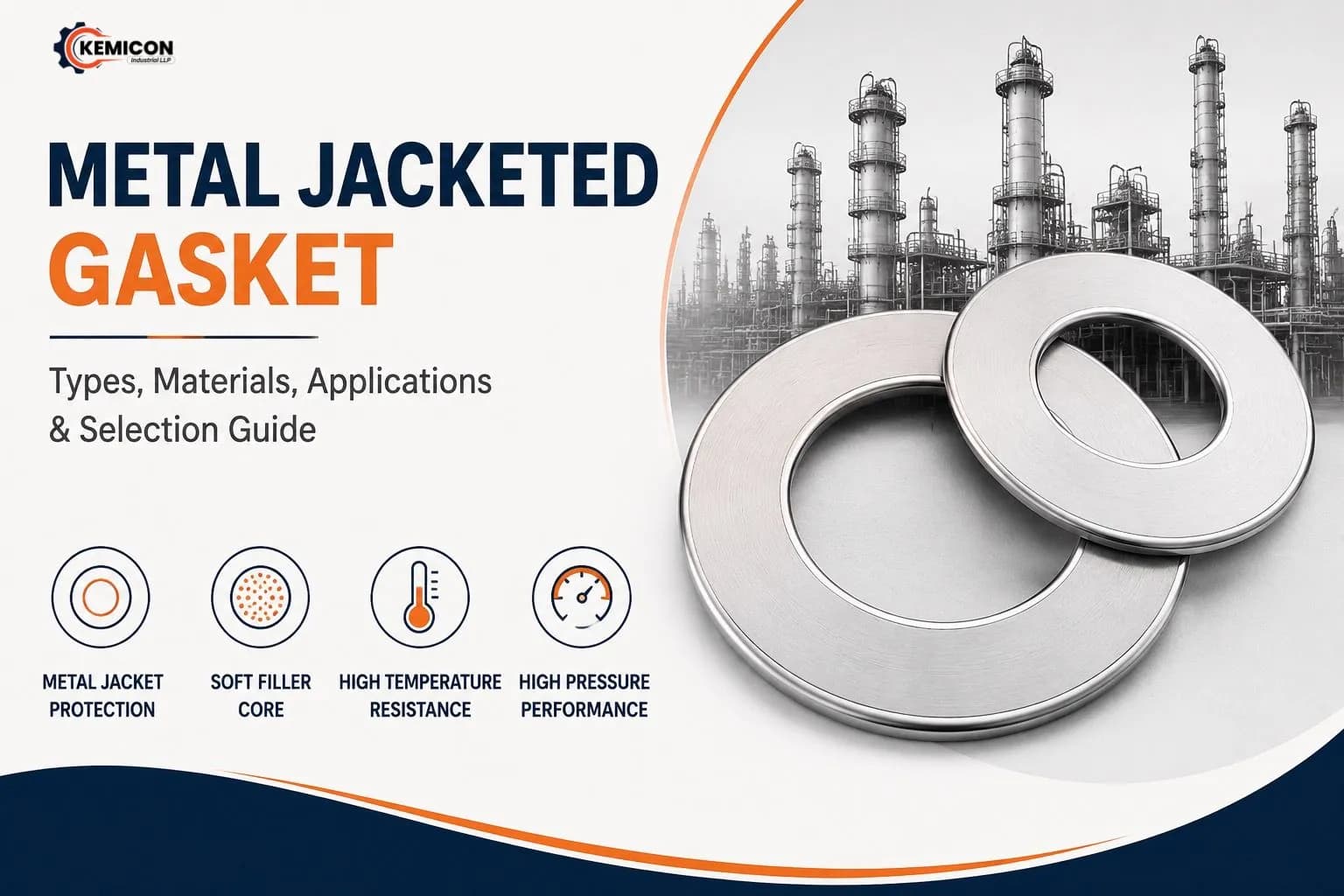 Metal jacketed gasket with soft graphite filler core for heat exchanger flange sealing
