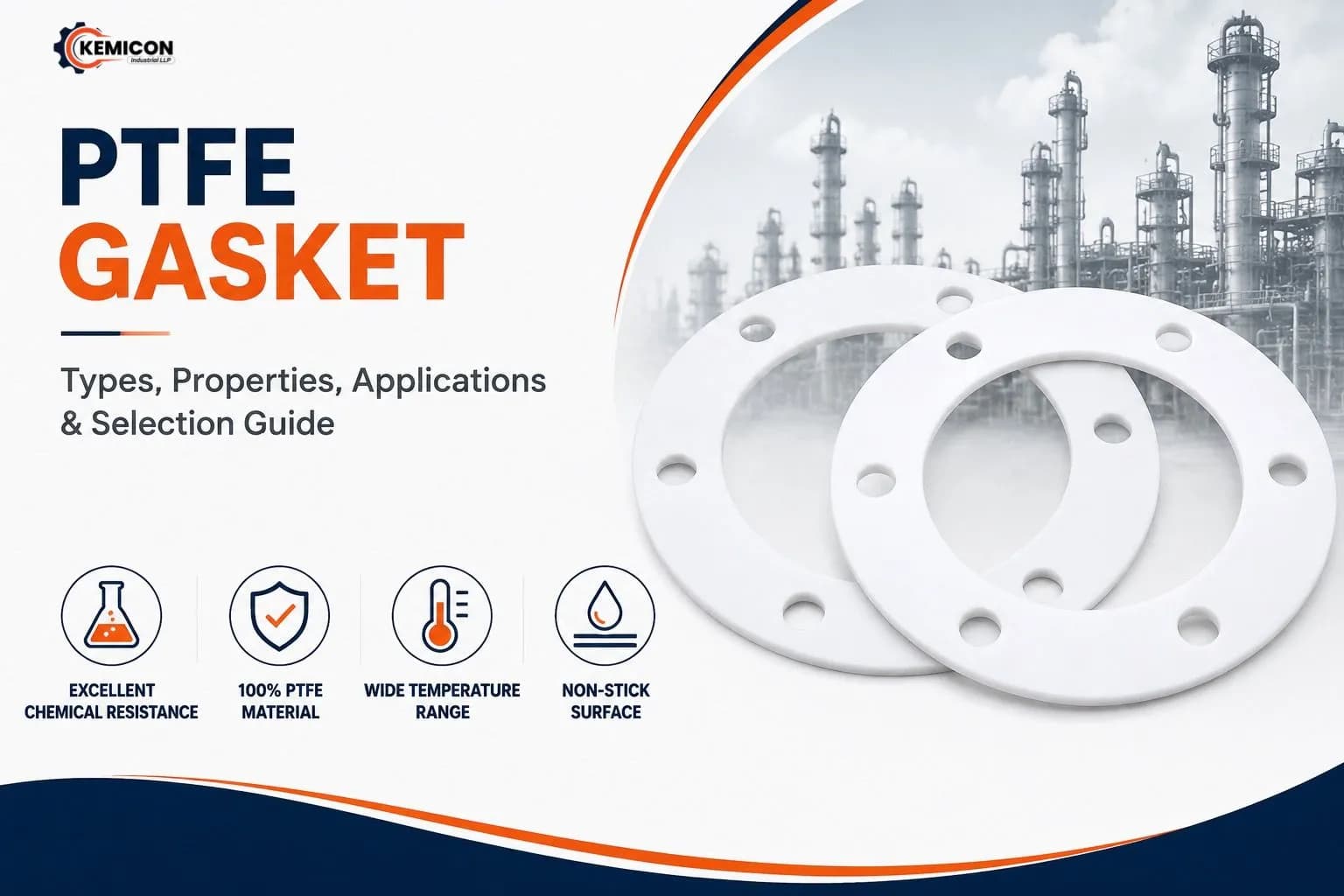 PTFE sheet cut gasket manufactured for aggressive chemical and pharmaceutical sealing service