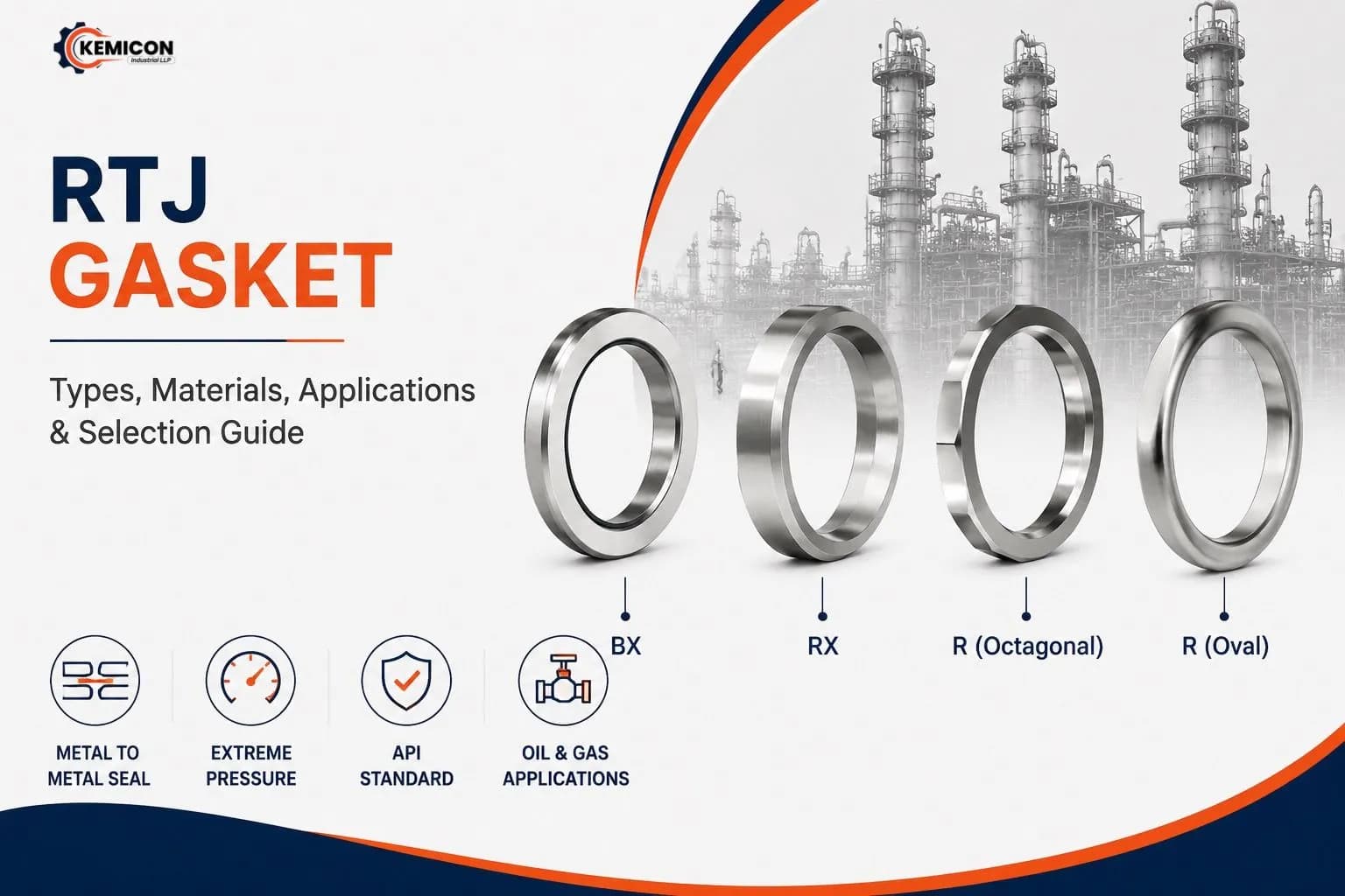 Ring type joint (RTJ) gasket machined for high-pressure RTJ flanges