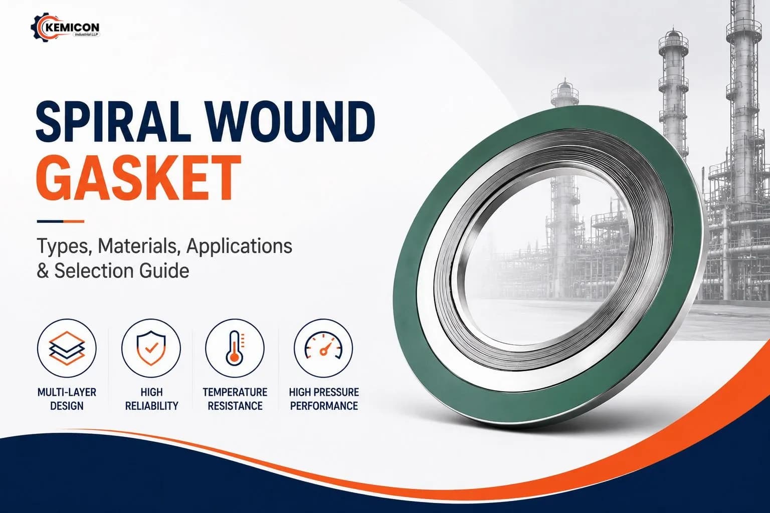 Spiral wound metallic gasket with graphite filler and outer centering ring, manufactured to ASME B16.20